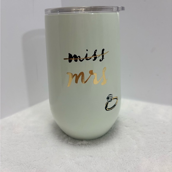 Kate Spade Miss - Mrs Bridal Wedding Insulated Tumbler w/ Lid Wine Gift Shower - Picture 1 of 5